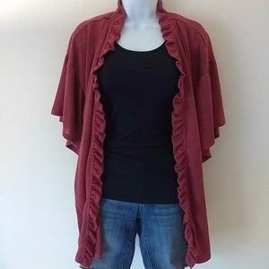 Bobeau Ruffle Knit Komono Wine size L